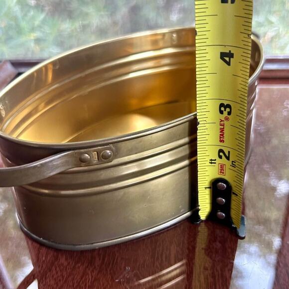 Vintage F.T.D.A. Brass Jardiniere Oval Planter Made in Holland - Picture 8 of 9